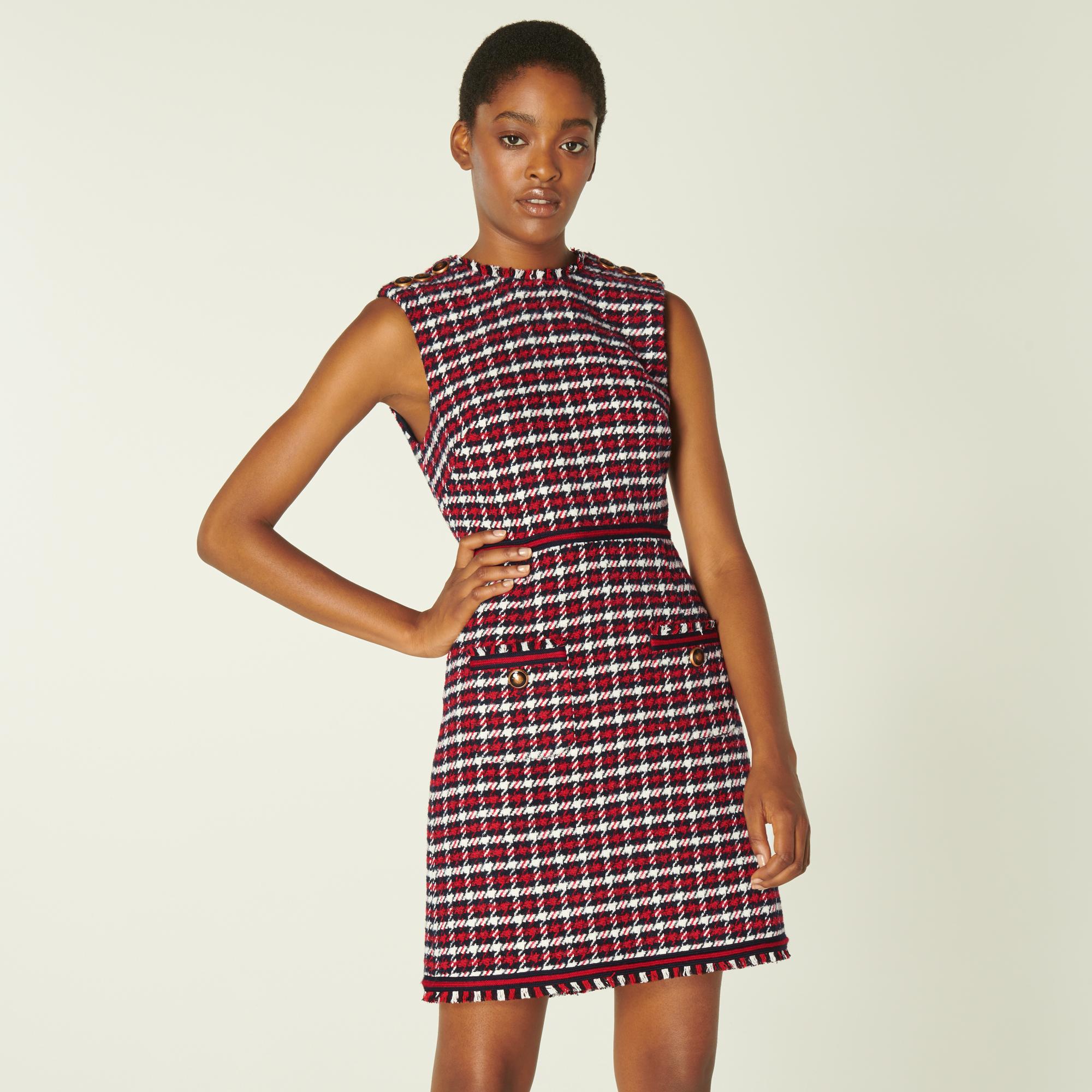 Therese Red Check Tweed Dress Clothing