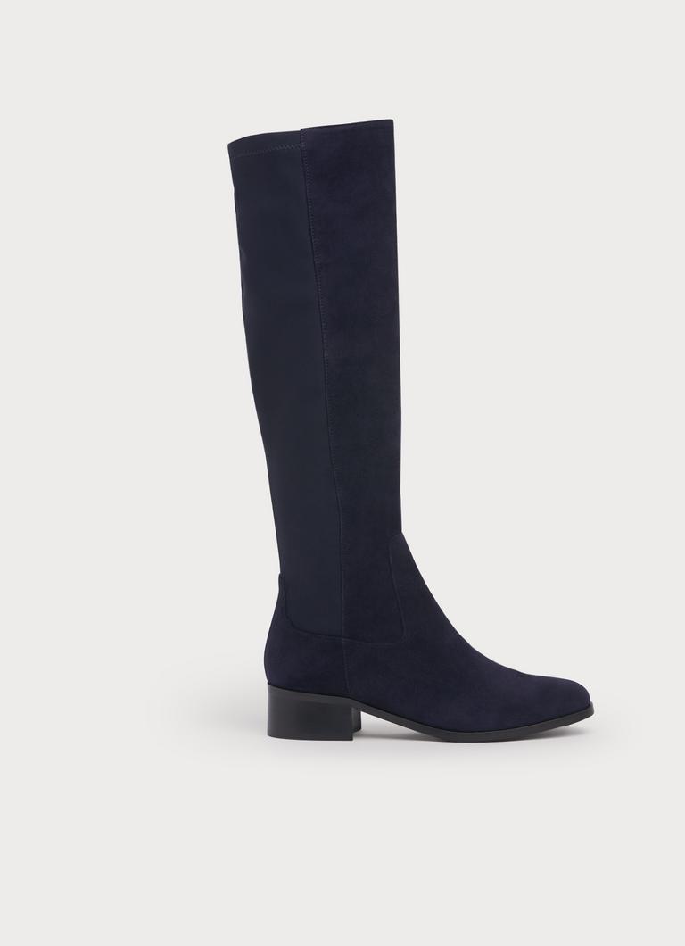 Navy suede knee high boots uk sales