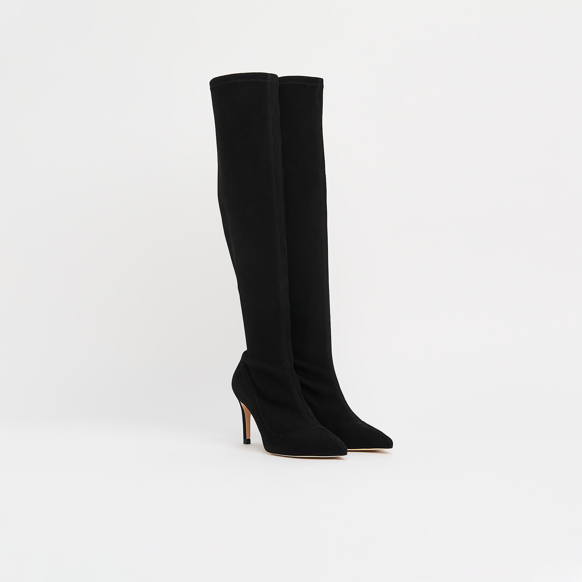 black suede stretch boots