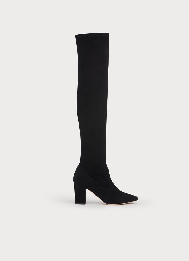 Zira Black Suede Knee Boots Shoes L.K.Bennett