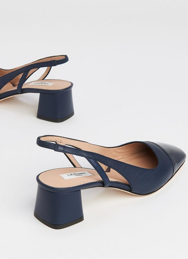 Hot navy leather slingback shoes Top Sellers Black Friday