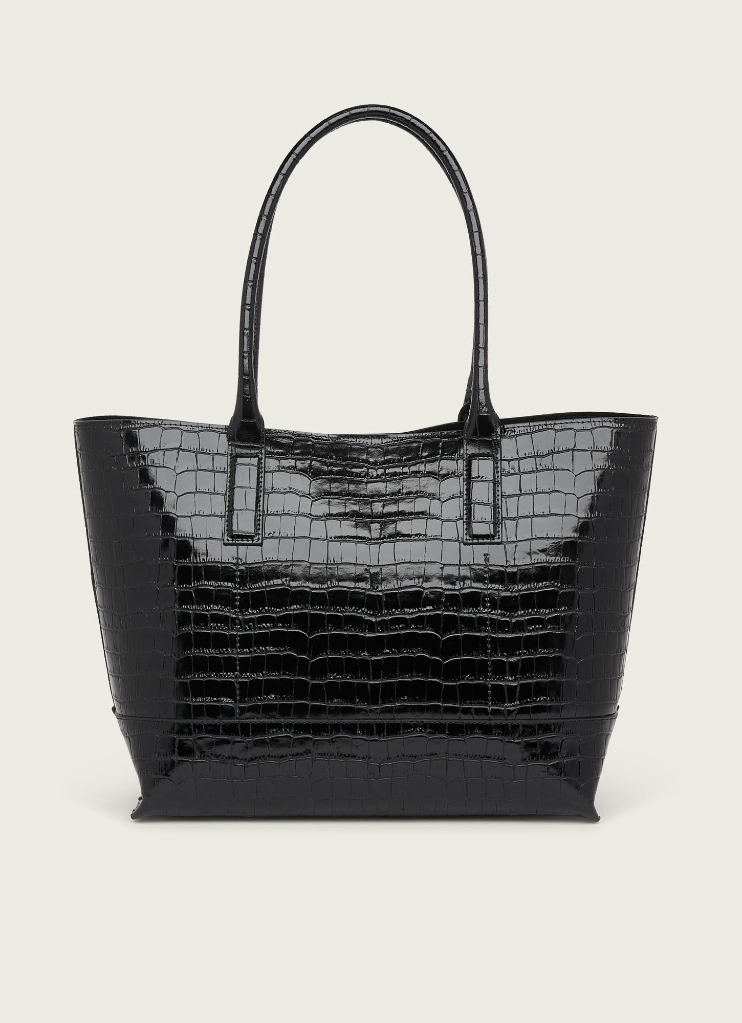 Lacey Croc-Effect Bag Black Leather Tote Bag LK Bennett
