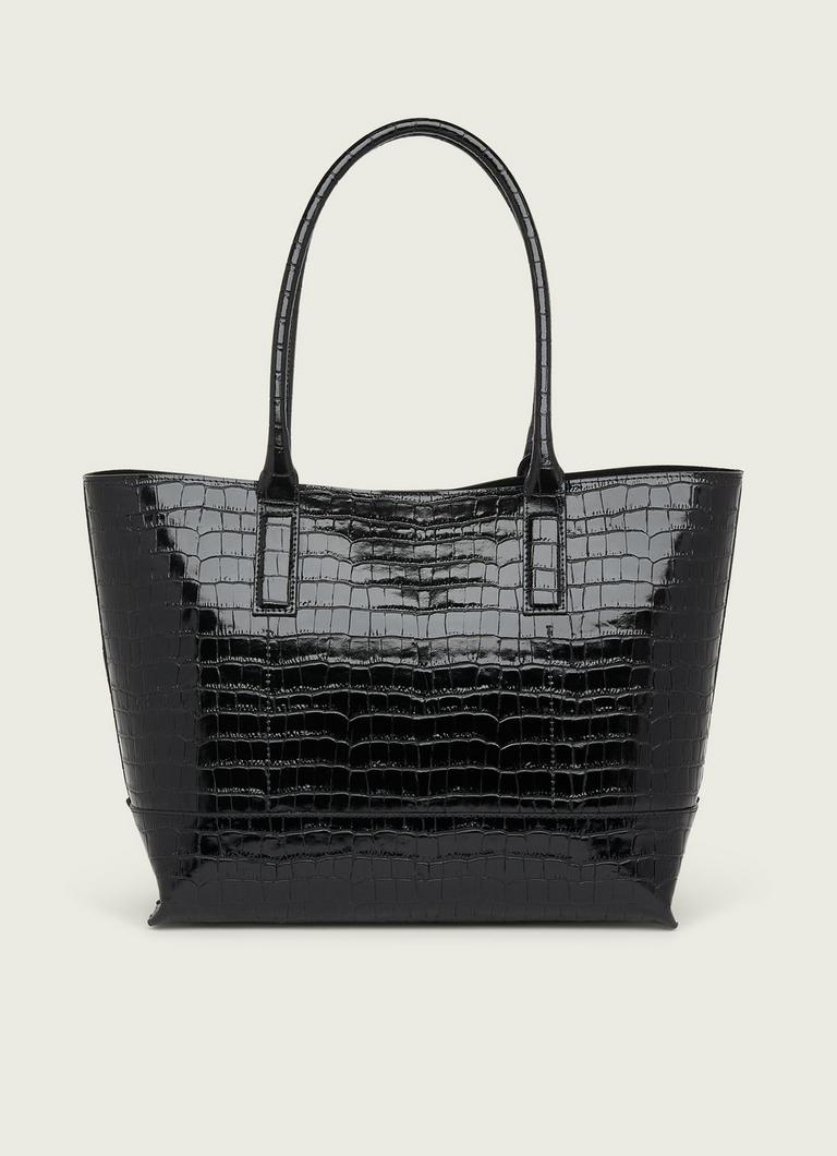 Lacey Croc-Effect Bag Black Leather Tote Bag LK Bennett