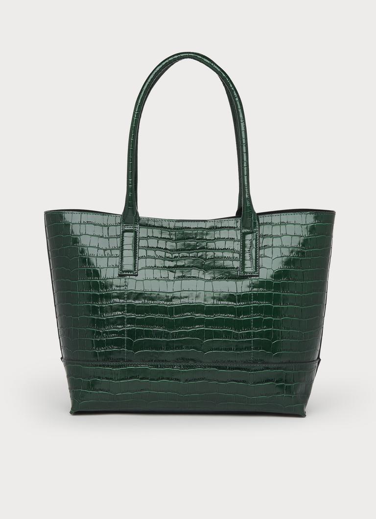 Lacey Green Croc Effect Leather Tote Bag Handbags L.K.Bennett