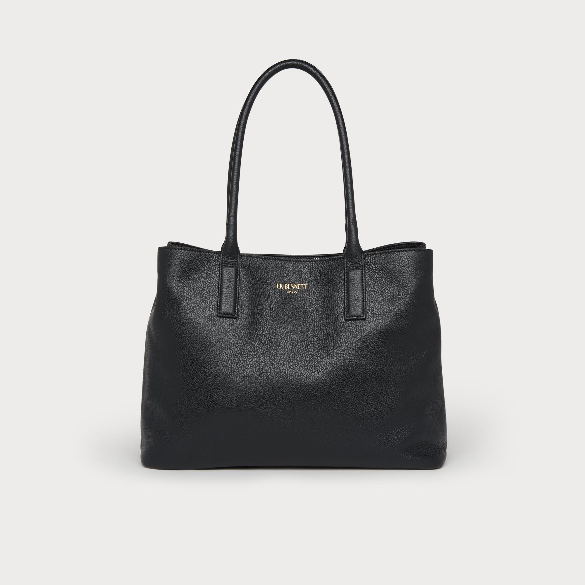 Lillian Black Leather Tote Bag With Compartments | LK Bennett