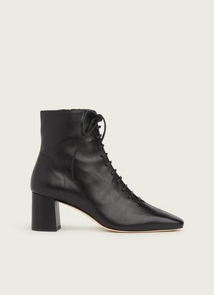 Arabella Black Leather Lace-Up Ankle Boots