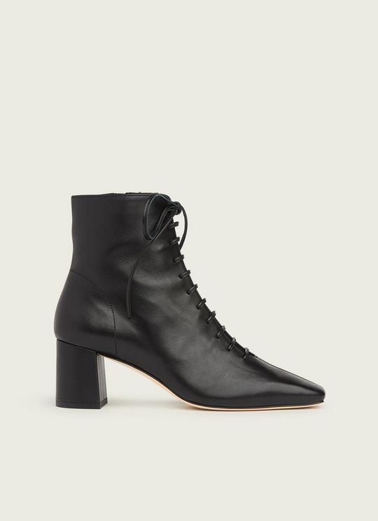 L.K.Bennett Arabella Black Leather Lace-Up Ankle Boots, Black
