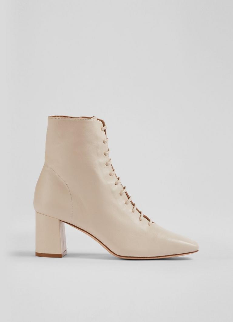 Cream shop leather booties