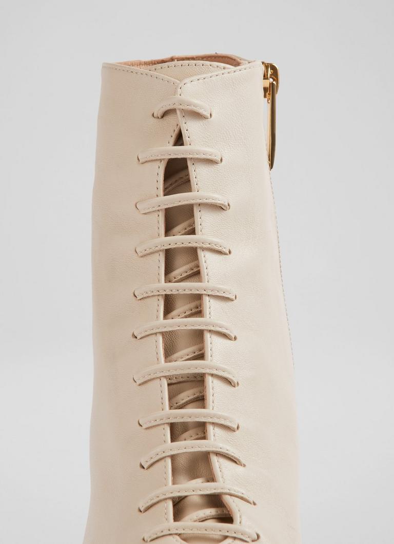 Cream lace up booties discount