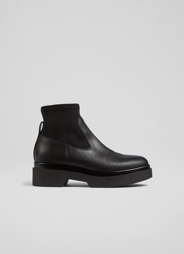 Black leather ankle boots top sale