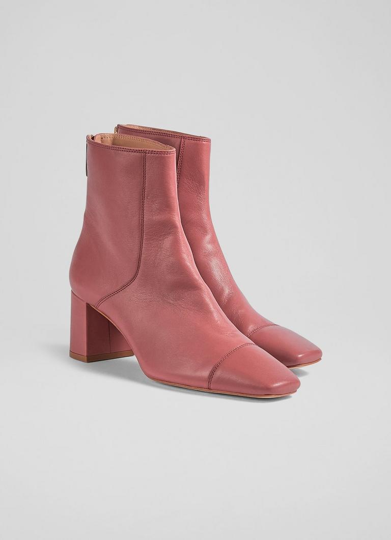 Pink leather ankle boots shop