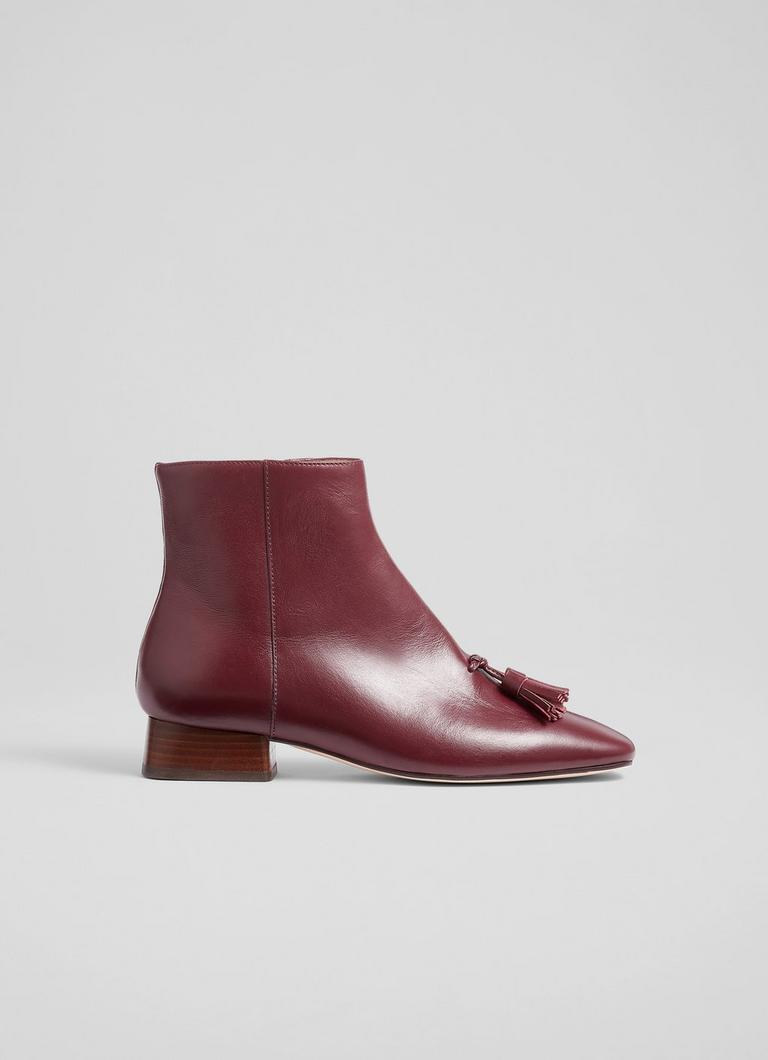 Dark red leather ankle boots outlet