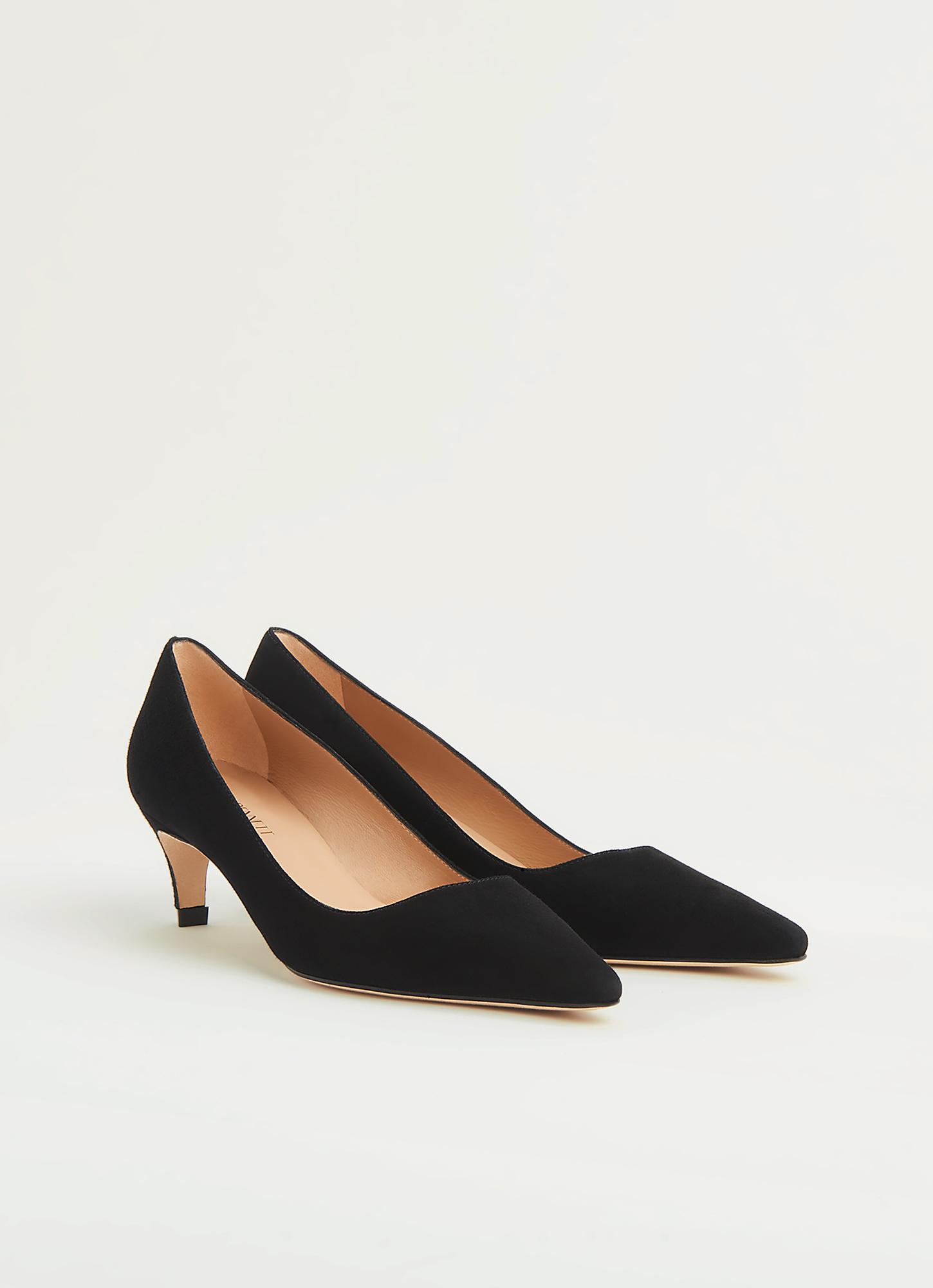 black suede kitten heel shoes
