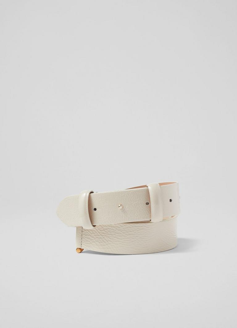 Deena White Crinkle Patent Leather Snaffle Detail Belt blackfriday L.K.Bennett London