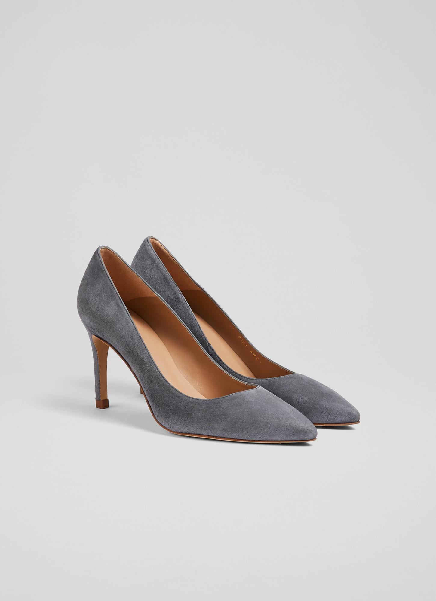 grey leather court shoes