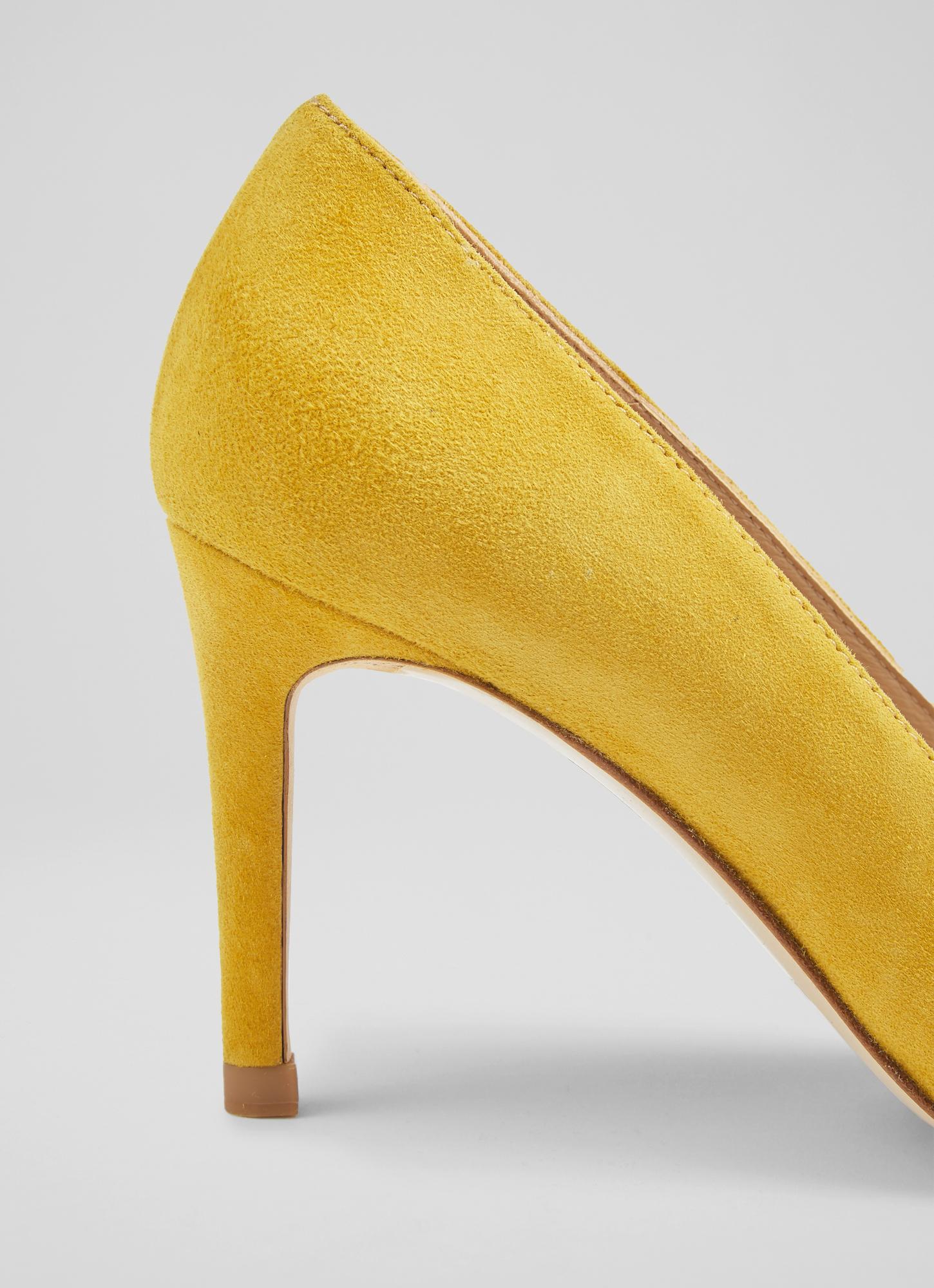 yellow suede court shoes
