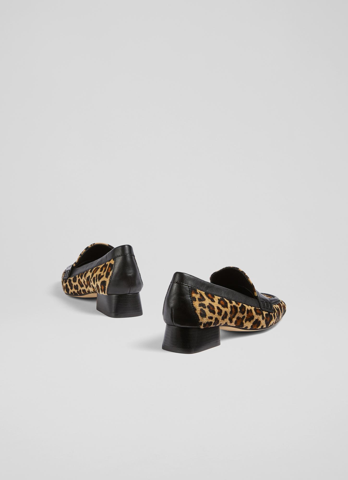 calf hair leopard loafers