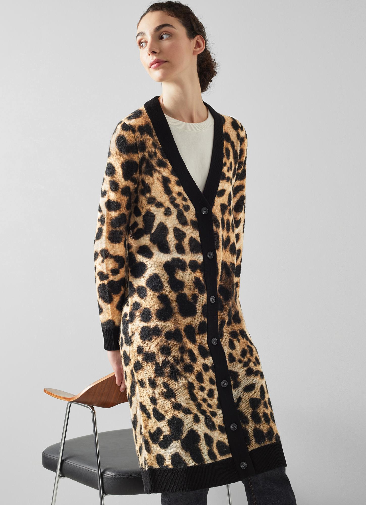 Astrid Animal Print Wool-Blend Long Cardigan | The Archive Sale
