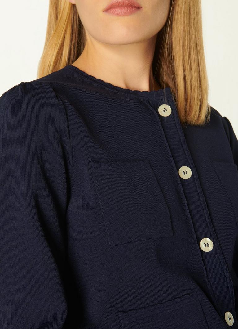 Denise Navy Scallop Edge Cardigan