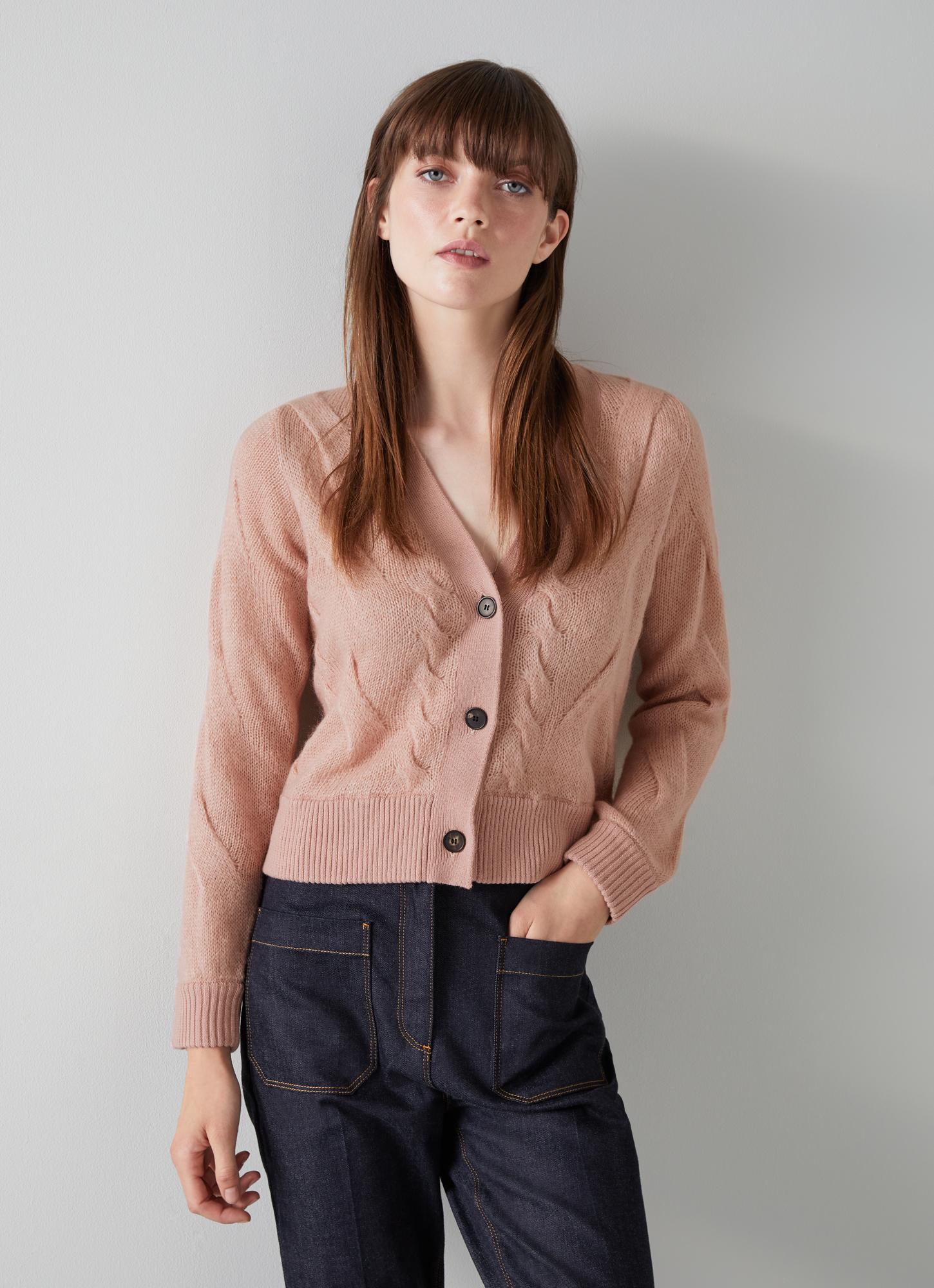 Cardigan Léger Leith – XS – Manches Longues – Rose Bébé – Neuf Sans étiquette