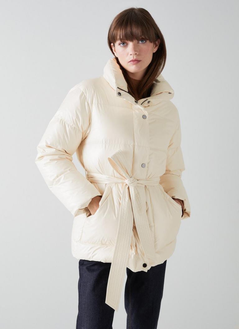 Morzine Cream Polyester Coat Clothing - Main Image