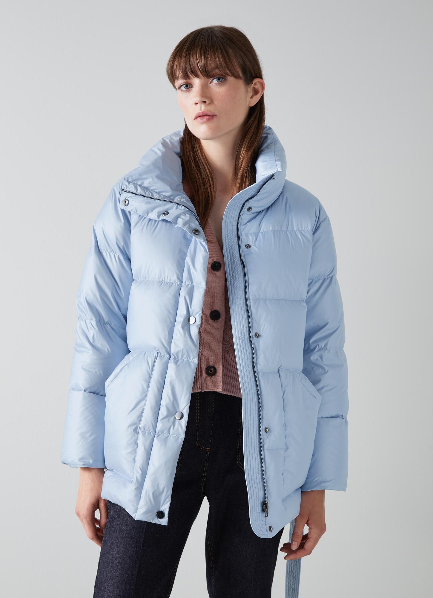 Morzine Light Blue Polyester Coat Clothing