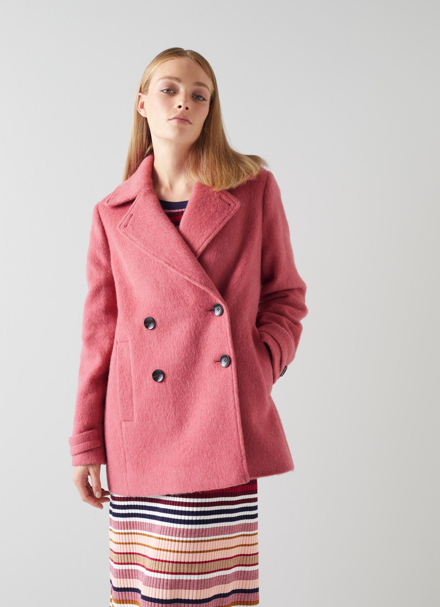 pink winter pea coat