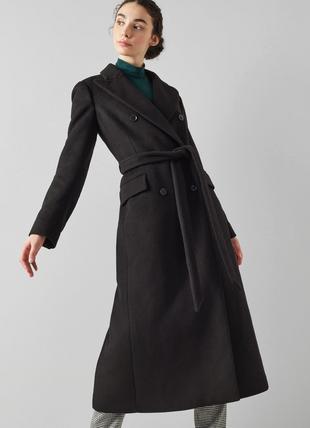 Toulouse Black Wool-Blend Double-Breasted Long Coat
