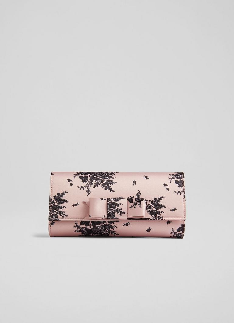 Daphne Pink and Black Satin Clutch The Archive Sale L.K.Bennett London