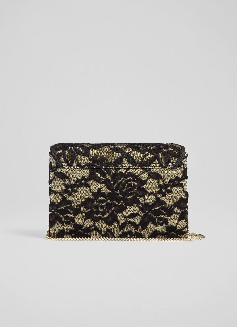 Gold lace 2025 clutch bag
