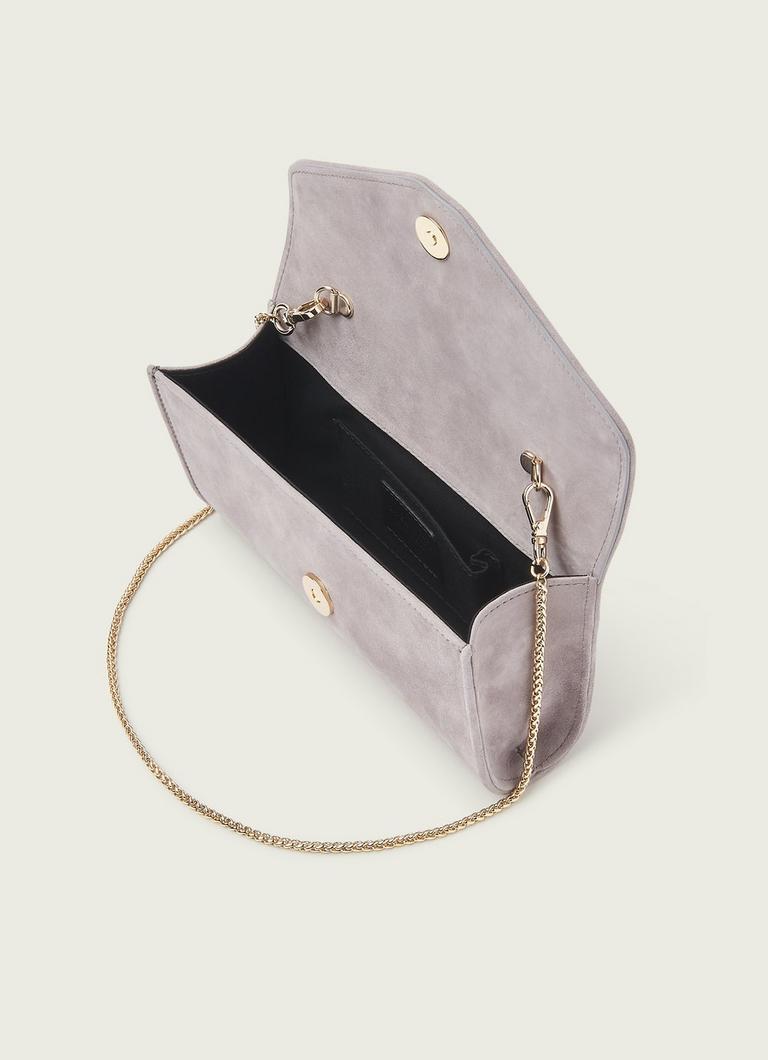 Grey suede clutch bag uk discount