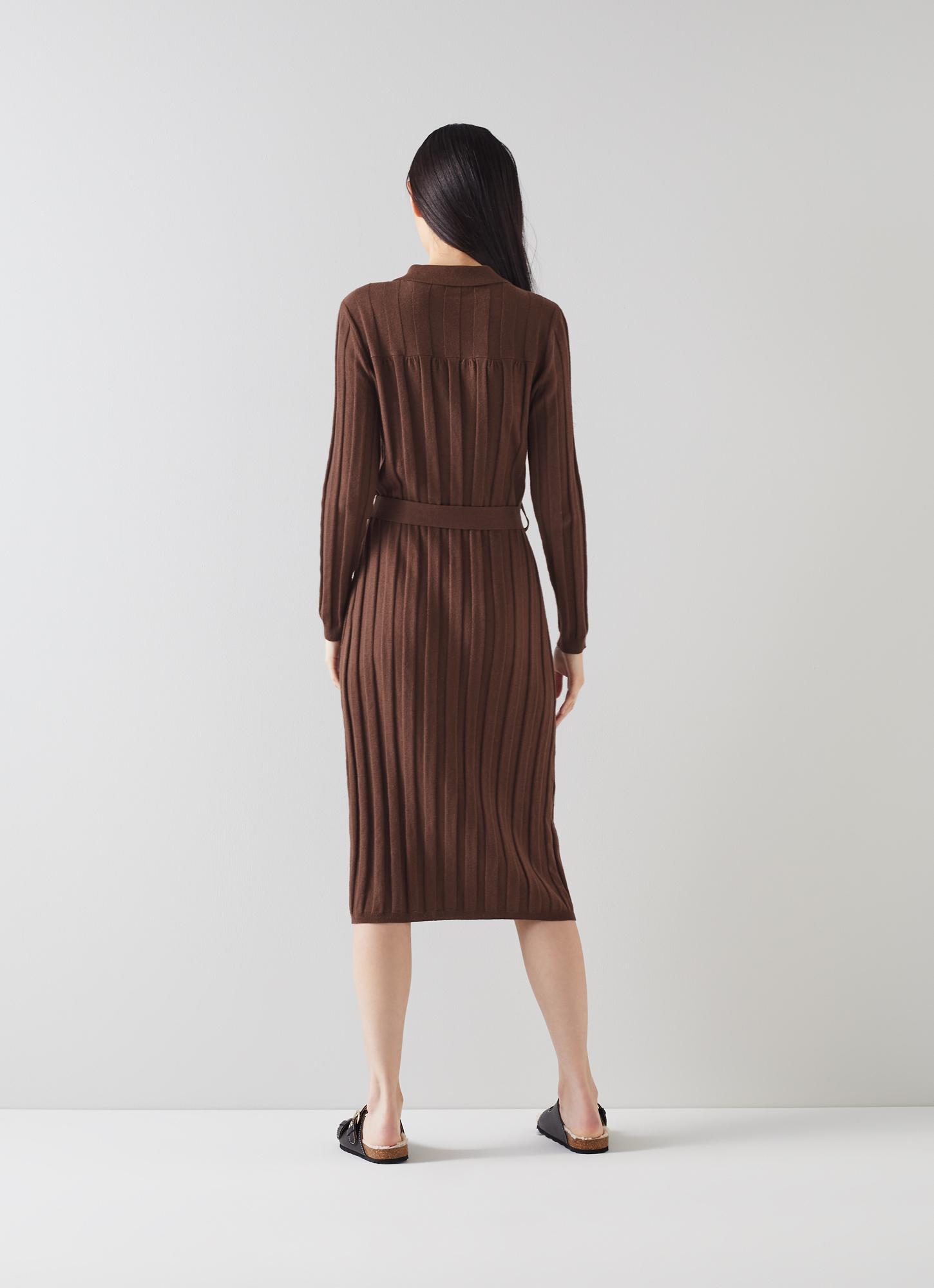 cotton striped ribbed knit dress