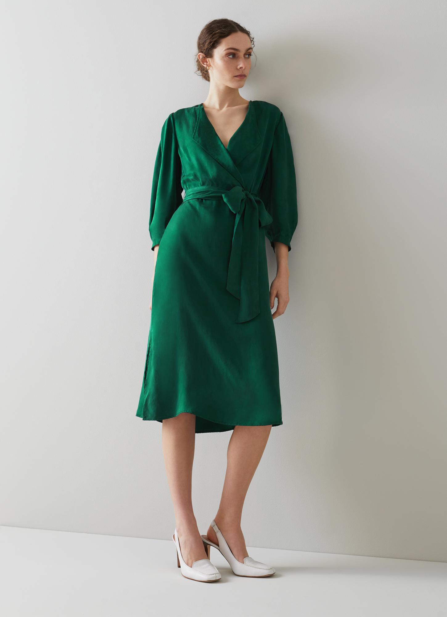 Iris Green Fluid Midi Dress | View All | Clothing | Collections |  L.K.Bennett, London