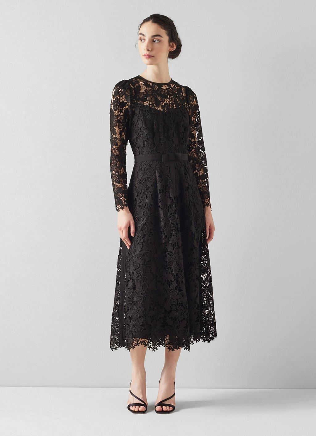 Lola Black Lace Fit and Flare Dress | The Archive Sale | L.K.Bennett, London