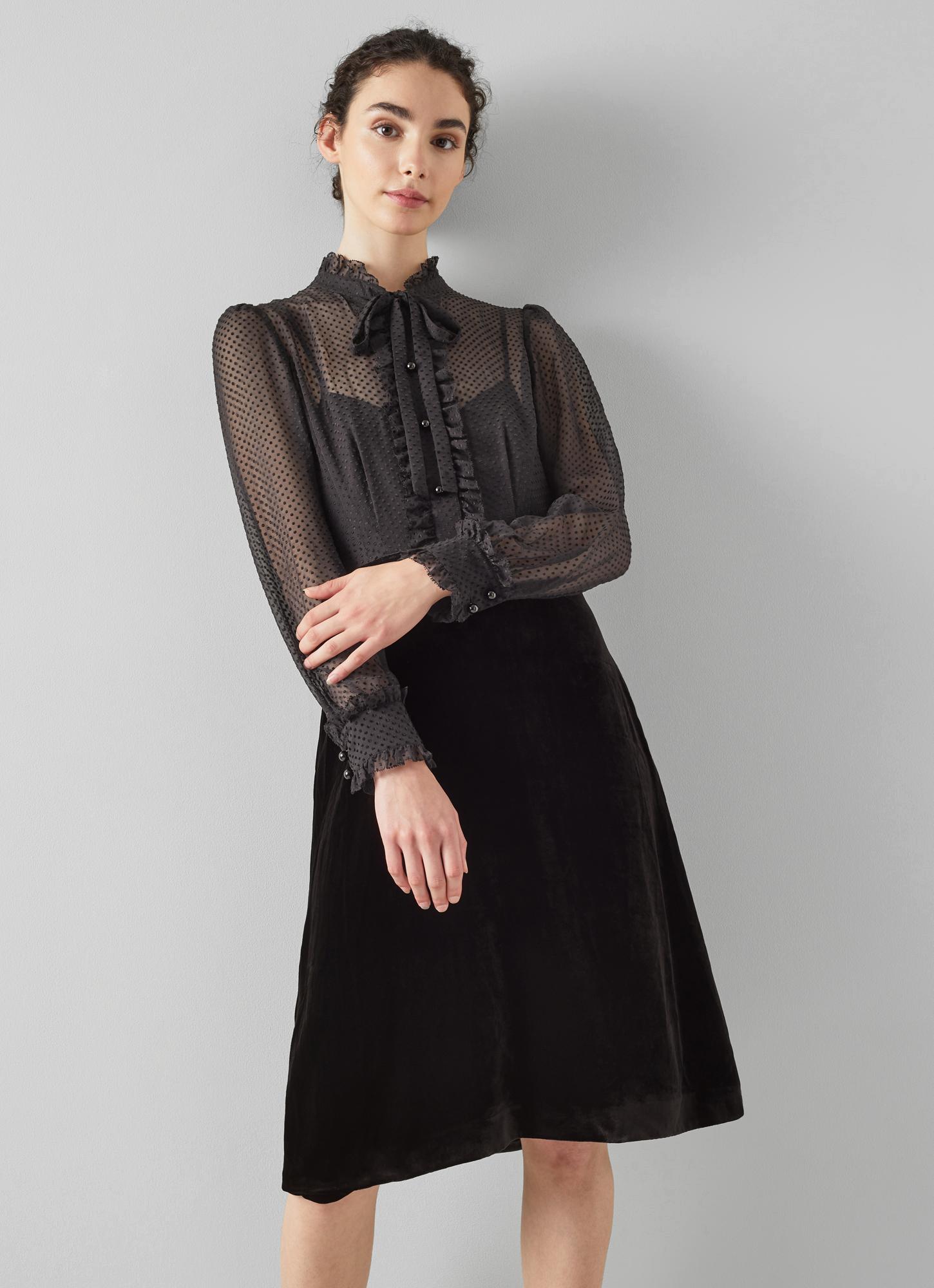 Lucinda Black Velvet Shirt Dress | The Archive Sale | L.K.Bennett, London