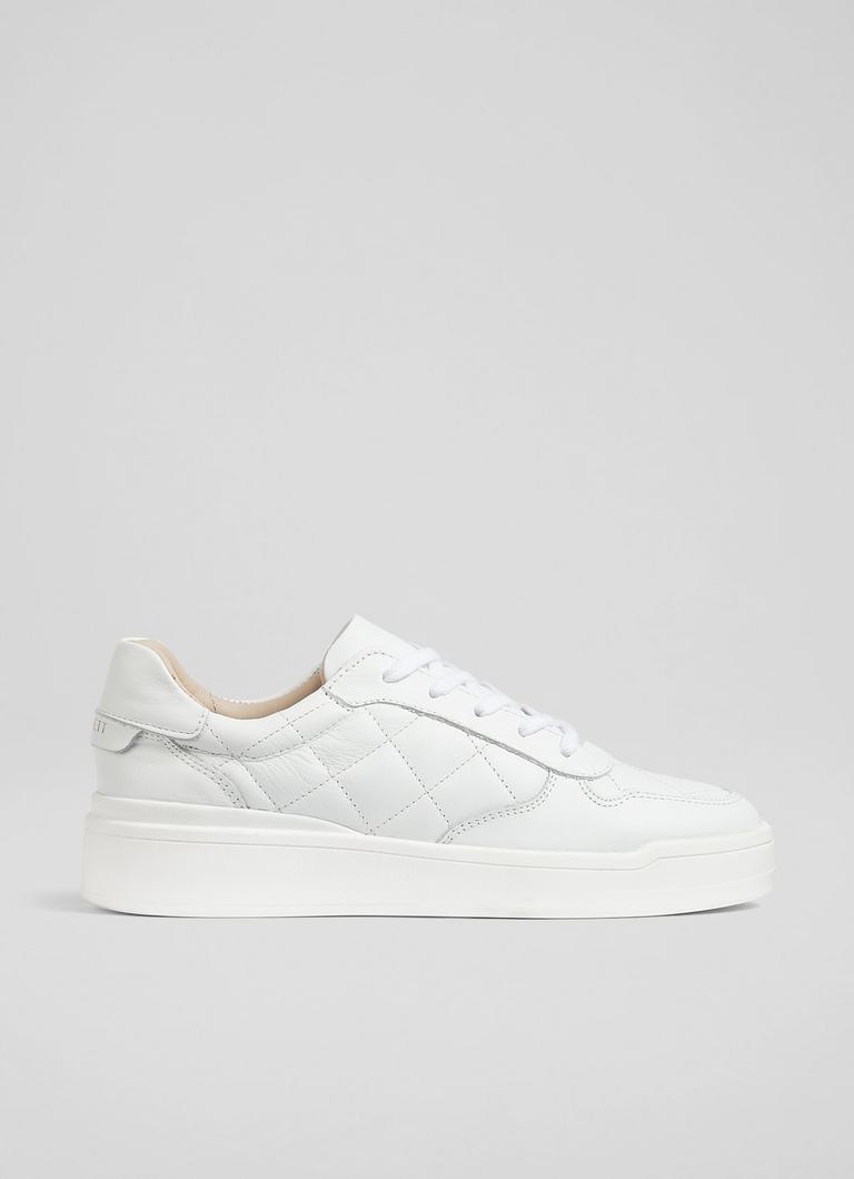 Campbell White Leather Quilted Trainers Sale Collections
