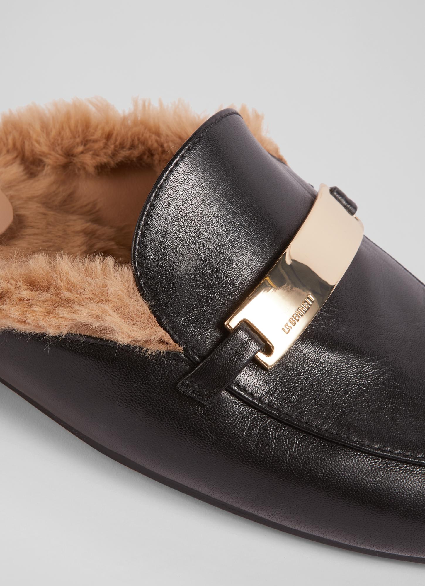 fur backless mules