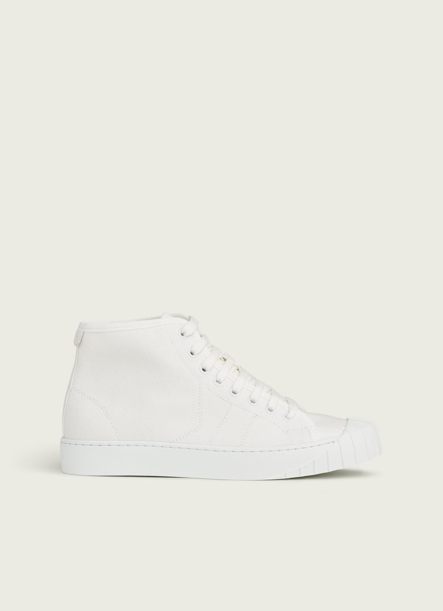Taylor White Recycled Cotton High Top Trainers