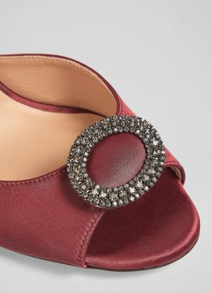 Belle Burgundy Satin Crystal Embellished Sandals