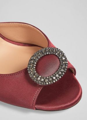 Belle Burgundy Satin Crystal Embellished Sandals Belle Burgundy Satin Crystal Embellished Sandals