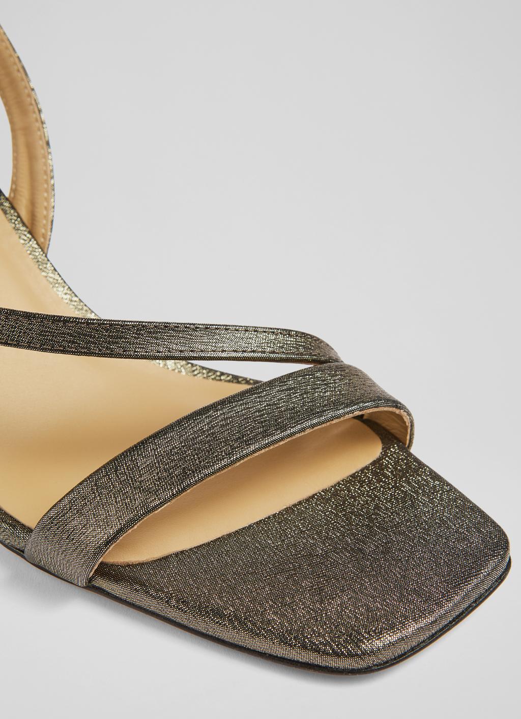 Gretal Bronze Glitter Asymmetric Strappy Sandals | Shoes 