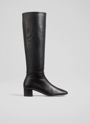 Karen Black Leather Knee-High Boots