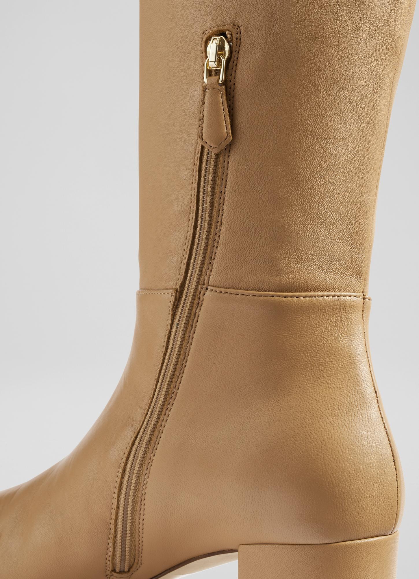 Karen Camel Leather Knee-High Boots | Shoes | Sale | Collections