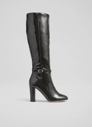Morgan Grey Patent Leather Knee-High Boots