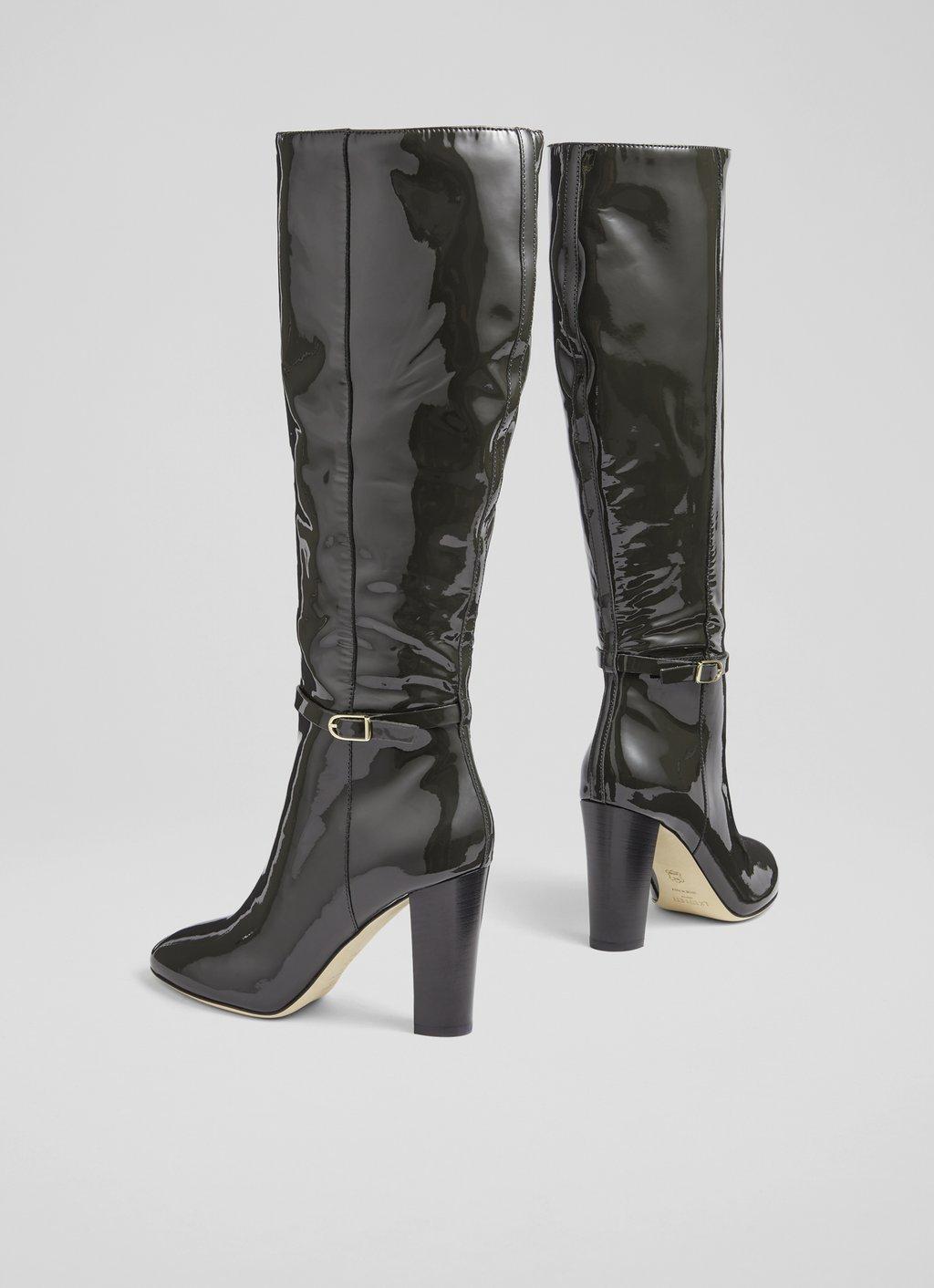 Morgan Grey Patent Leather Knee-High Boots | The Archive Sale |  L.K.Bennett, London