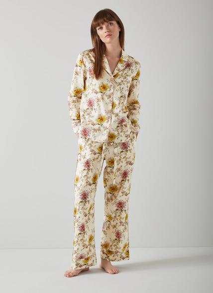 Ava Floral Print Cream Cotton Pyjamas