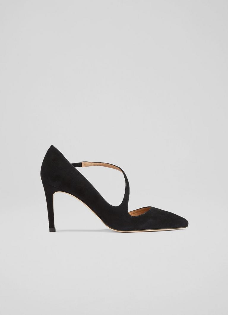 Heather Black Suede D Orsay Courts Shoes L.K.Bennett