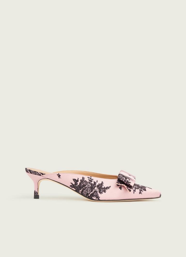 Melissa Pink and Black Satin Kitten Heel Mules The Archive Sale L.K.Bennett London