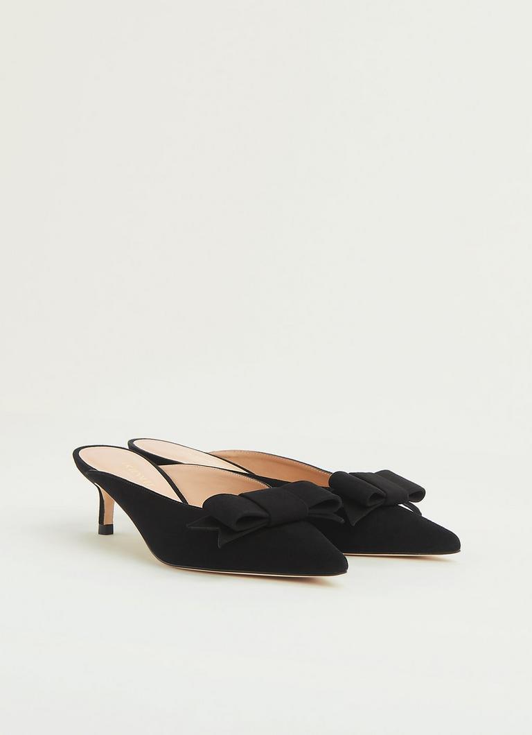 Melissa Black Suede Kitten Heel Mules The Archive Sale L.K.Bennett London