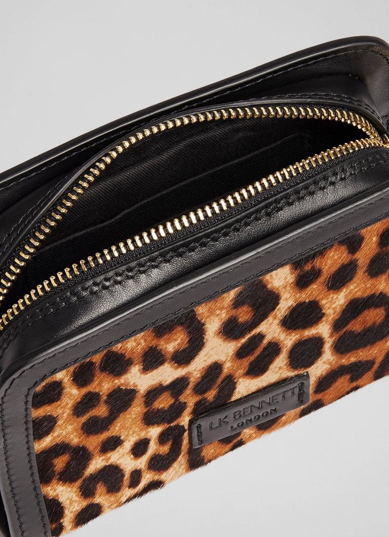 Queenie Leopard Print Calf Hair Crossbody Bag